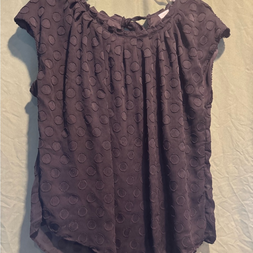 Women’s LC Lauren Conrad Black Pleated Cap Sleeve Blouse